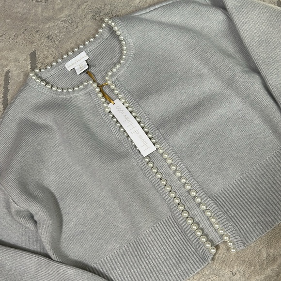 House of Harlow gray pearl cardigan - Picture 2 of 4